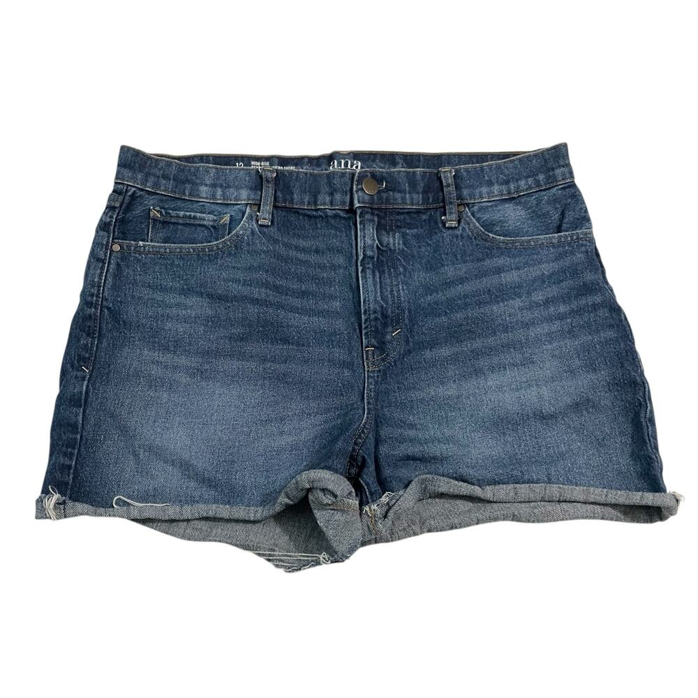 a.n.a. Womens Jean Shorts Size 12 Blue High-Rise Denim Boyfriend Short Dark Wash